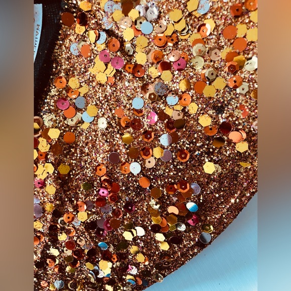 1 of Pumpkin patch witch hat Orange sparkles top & under brim black leaves 18"h - Picture 5 of 16